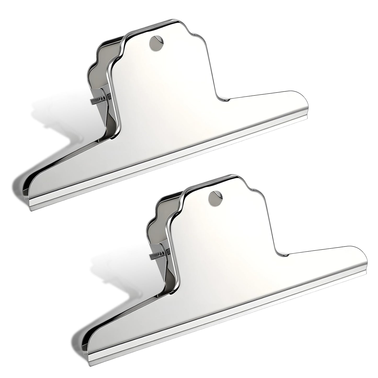 2 Pack Wide Extra Large Bull Clips Chip Bag Food Clips Large Dog Food Bag Clip 6.3in Stainless Steel Metal Binders Clip Jumbo Paper Clamp Strong Clamping Force Bags Clipes for Foods Crafts Office