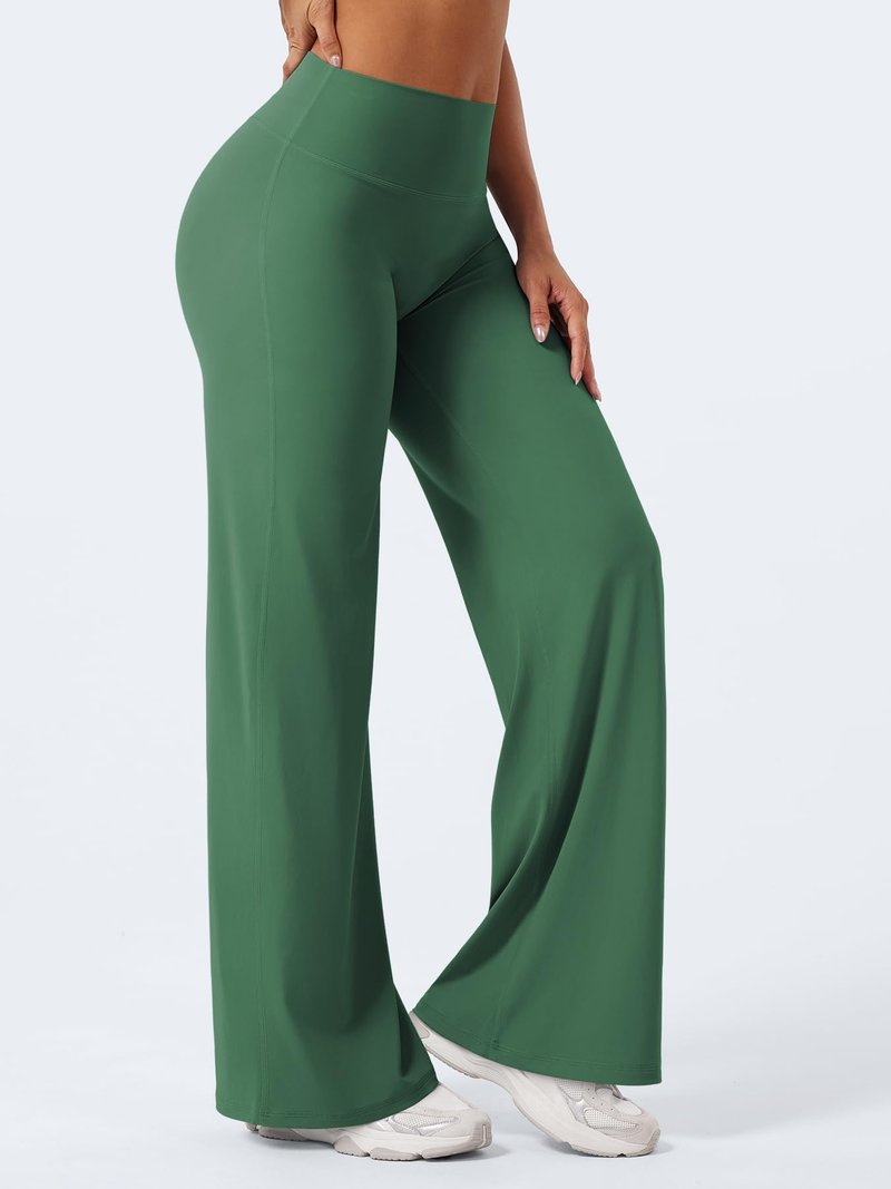 YEOREO Workout Leggings Womens No Front Seam Straight Leggings 31.5" High Waist Buttery Eddiy Gym Yoga Pants Dark Green XS