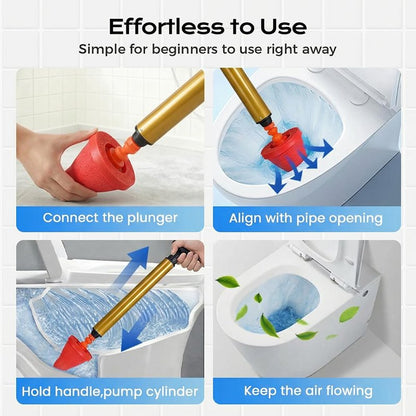 BNGXR High Pressure Toilet Plunger, Powerful Air Drain Unclogger, Toilet Auger Clog Remover Tool Sink Plunger Bathroom Toilet Unclogger Tool Heavy-Duty Clog Remover for Bathroom Drains (1Pcs)