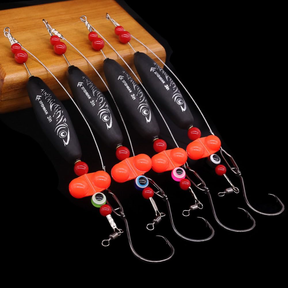 XFISHMAN Catfish-Rig-for-Bank-Fishing-Catfishing-Tackle-Floats-with-Rattler-Santee Cooper Rig Equipment(Black-2.5 inch)