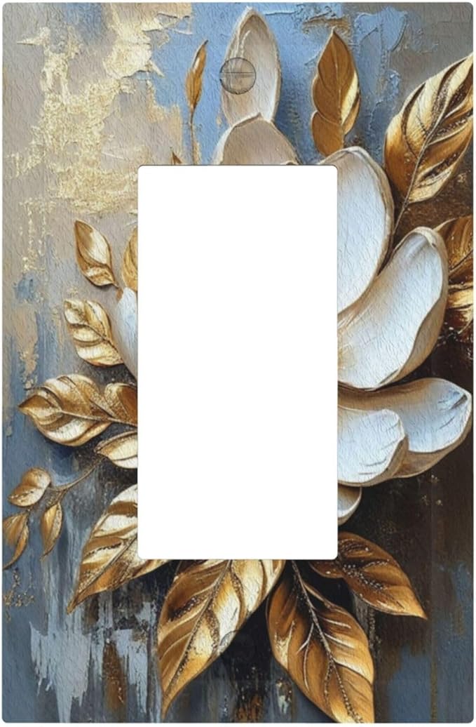 Decorative Art Light Switch Covers Gilded Bloom 1 Gang Rocker Outlet Decorative Switch plate Faceplate GFCI Light Switch Covers for Home Decor