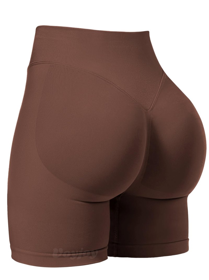 VOYJOY Women Workout Impact Shorts 2.5"/ 3.6"/ 4.5"/ 6" Scrunch Butt Lifting Gym Seamless Booty Biker Shorts Deep Brown