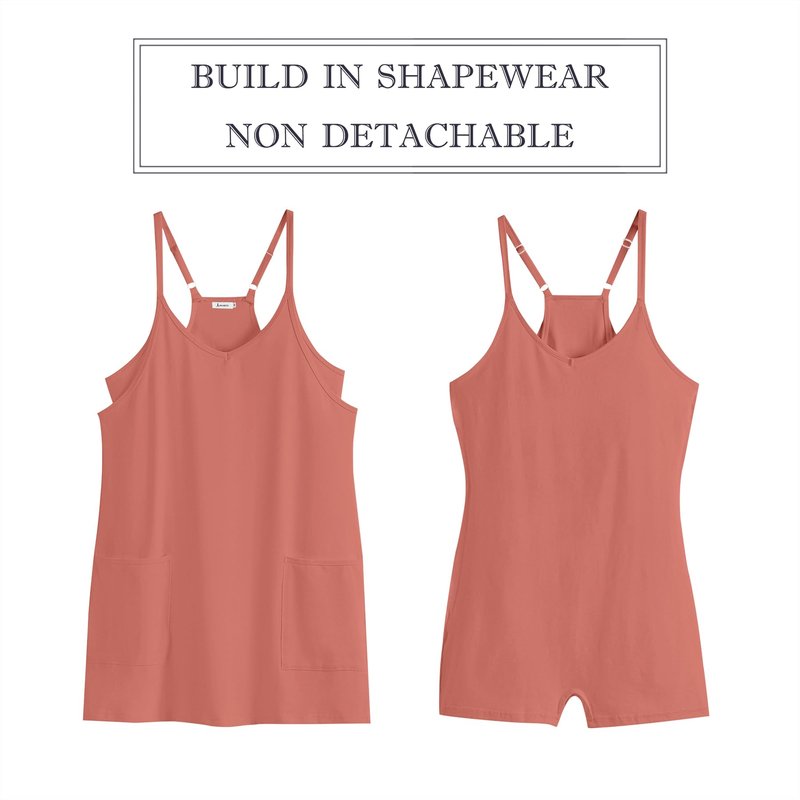 ANRABESS Women Athletic Dress Summer Tennis Workout Active Sports Mini Romper Dress Built in Shorts Travel Vacation Clothes Rust X-Large