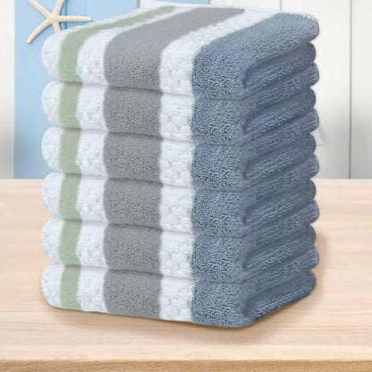 Waffle Washcloths for Bathroom, Striped Wash Cloths 6 Pack 13"x13"