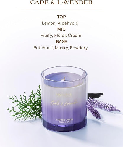 M&SENSE Lavender Spa Aromatherapy Candle for Stress Relief, 10.6oz 60 Hour Burn Time Natural Soy Candles for Home Long Lasting Highly Scented Luxury Gifts
