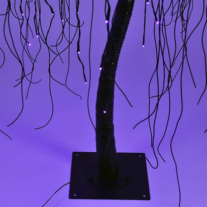 LIGHTSHARE 7 Feet Halloween Willow Tree with Spiders, 256 LED Lights for Home, Festival,Nativity, Party, and Christmas Decoration,Indoor Outdoor Use, Purple
