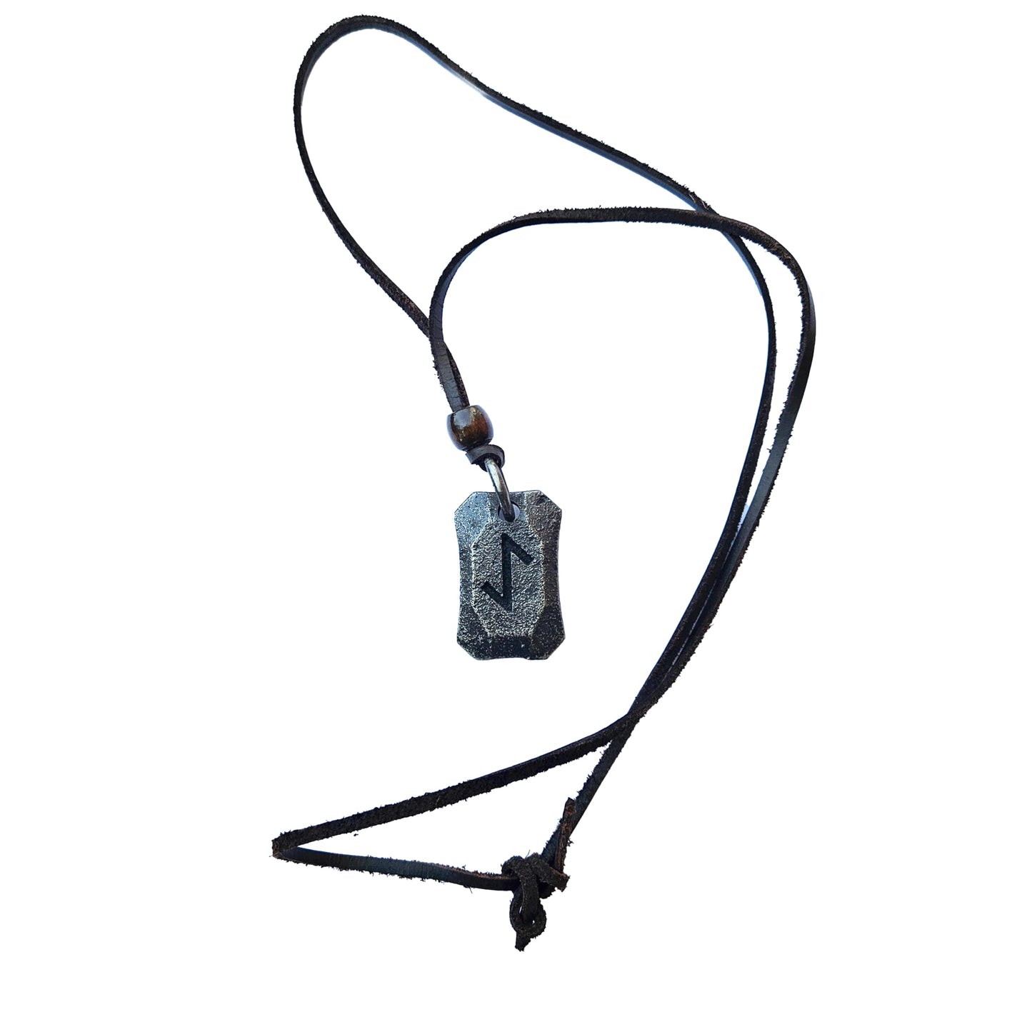 Norse Alley Laguz Viking Necklace with Adjustable Leather Cord | Nordic Rune Pendant | Runes Viking Jewelry for Men & Women