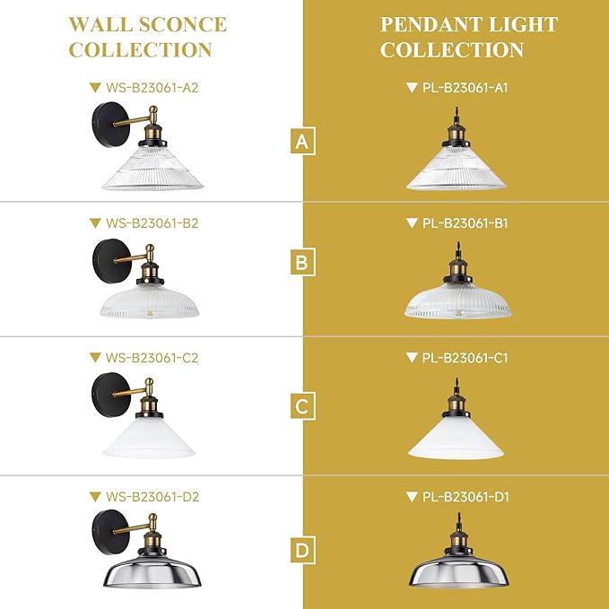 Vintage Wall Sconces Set of 2 Indoor 110V Hardwired Ribbed Glass Wall Mounted Lamp Light Fixtures for Bathroom Vanity Kitchen Hallway Stairway, Anti-Rust Brushed Bronze Finish, E26 Base, WS-23061-A2