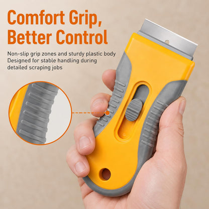 Razor Blade Scraper Set, 2 Safety-Lock Handles + 20 Steel Blades