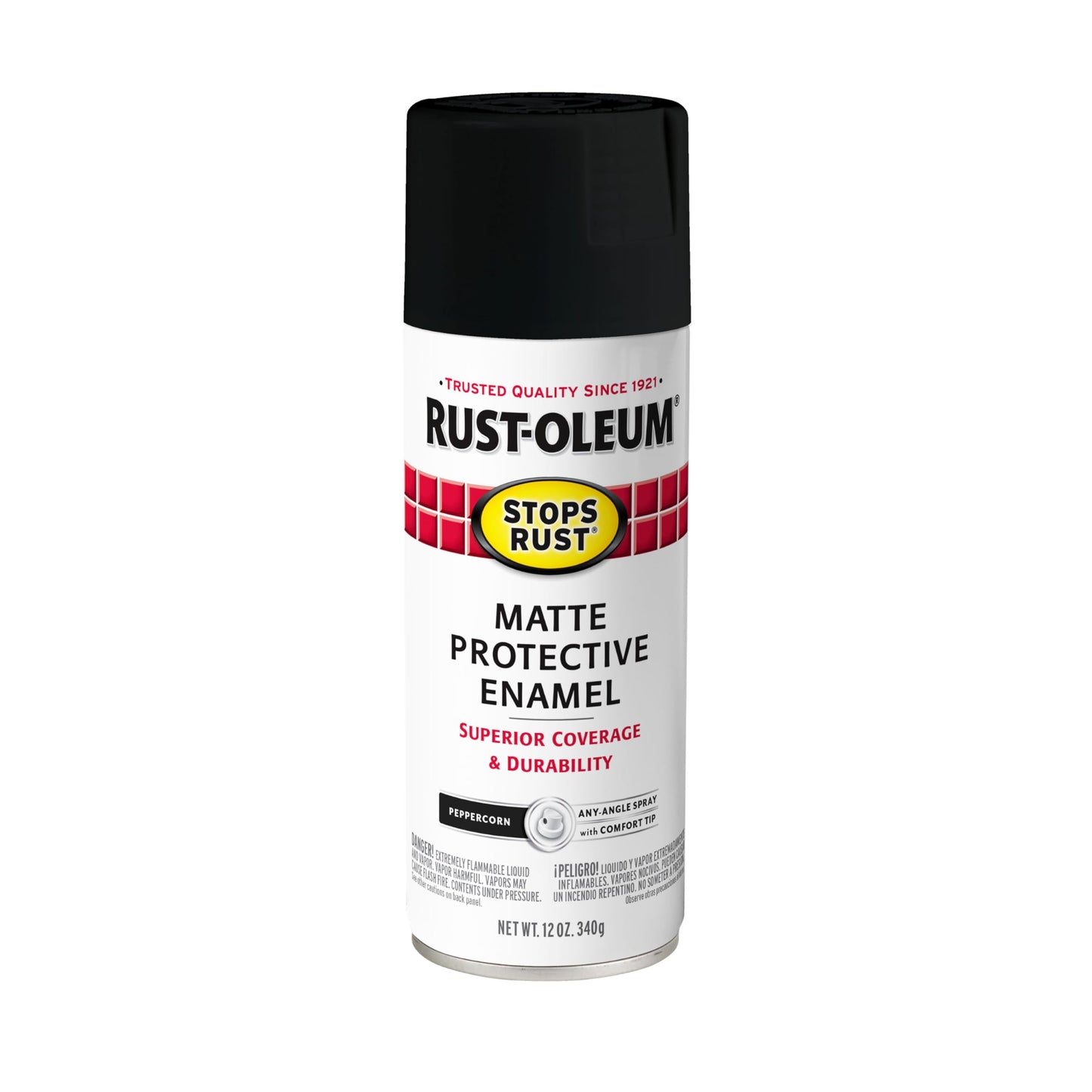 Rust-Oleum 369178 Stops Rust Spray Paint, 12 oz, Matte Peppercorn