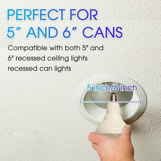 Energetic BR30 LED Recessed Light Bulb, 11W=75W, 5000K Daylight, 900LM, Dimmable Ceiling Flood Light Bulb for Cans, CRI80+, 2Pack