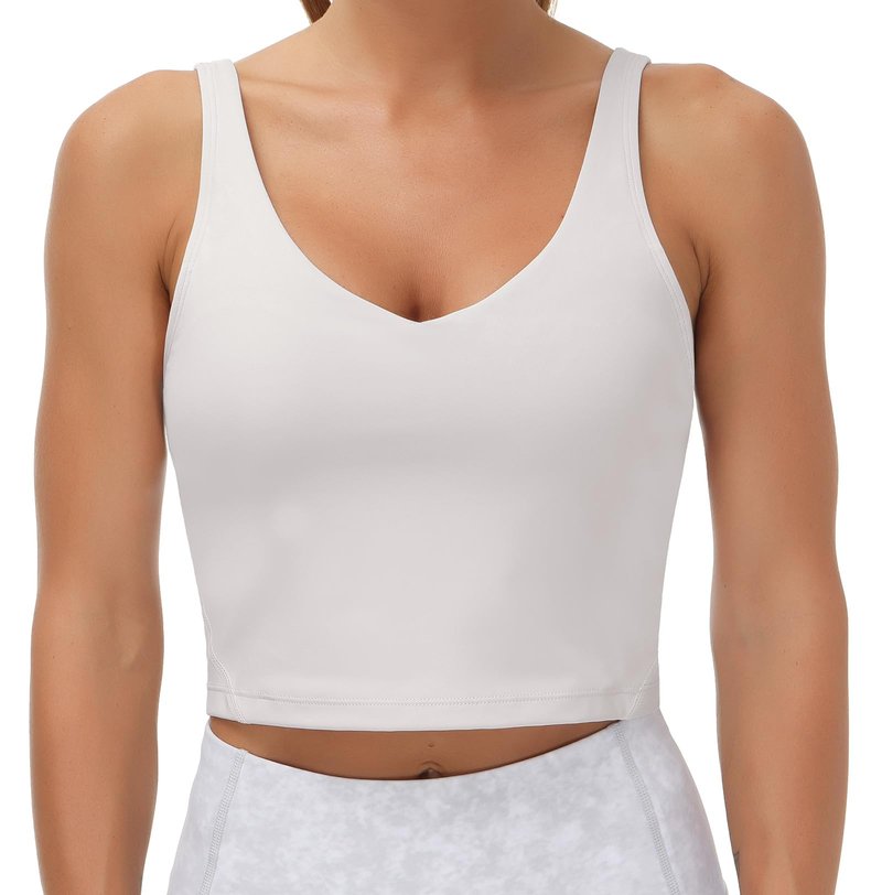 Women’s Longline Sports Bra Wirefree Padded Medium Support Yoga Bras Gym Running Workout Tank Tops (Light Grey, Small, s)