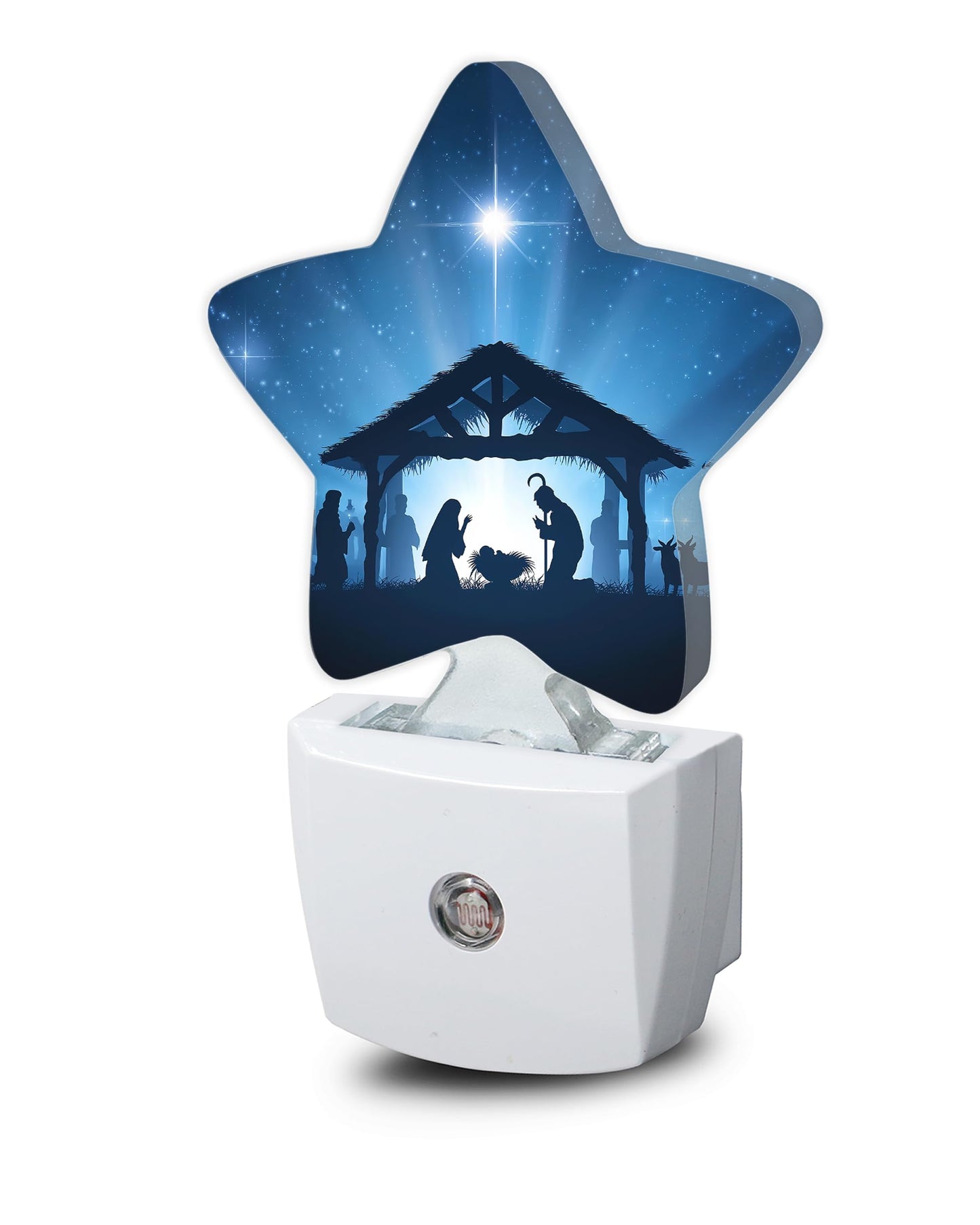 Nativity Scene Dusk to Dawn Star Night Light,Christmas Starry Sky Smart Sensor Nightlight for Bedroom Kitchen Hallway Stairs,Plug-in Energy Efficient Decor Desk Lamp Women Men Gifts