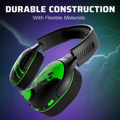 PDP AIRLITE Glow Pro Wireless Headset: Jolt Green - Xbox Series X|S, Xbox One, & Windows 10/11