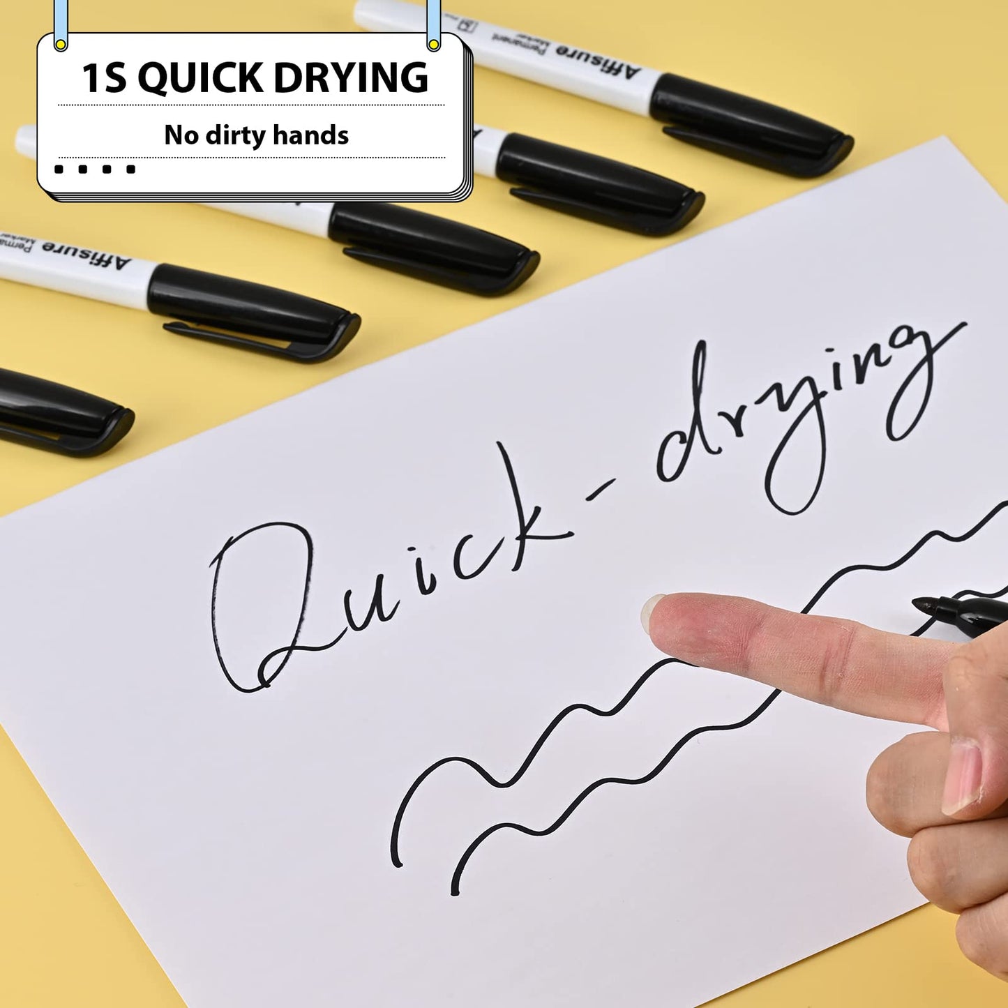 Affisure Permanent markers, 100 packs permanent markers bulk, quick dryingin one second, waterproof, smooth, noteasy to erase, durable, can be markedon glass, tiles and cloth, office supplies