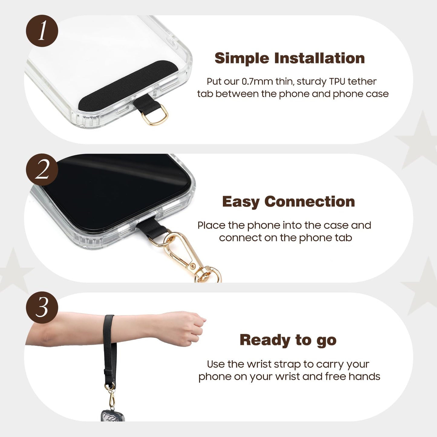 TiMOVO Phone Lanyard, Strap with Leather Wallet Pouch, Universal Crossbody Phone Lanyard Adjustable Neck Strap, Compatible with Most Smartphones, Black