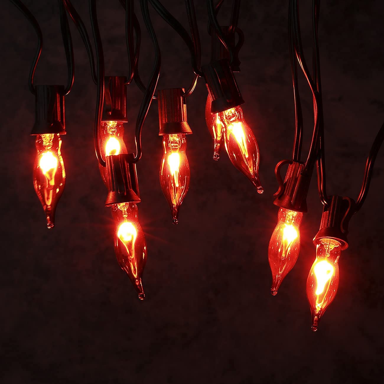 Goothy 12 Pack Christmas Flicker Flame Light Bulbs, Crystal Clear Chandelier Flickering E12 Candelabra Base Replacement Bulbs for Electric Window Candles Indoor Outdoor String Light, 1 Watt, 120 Volts