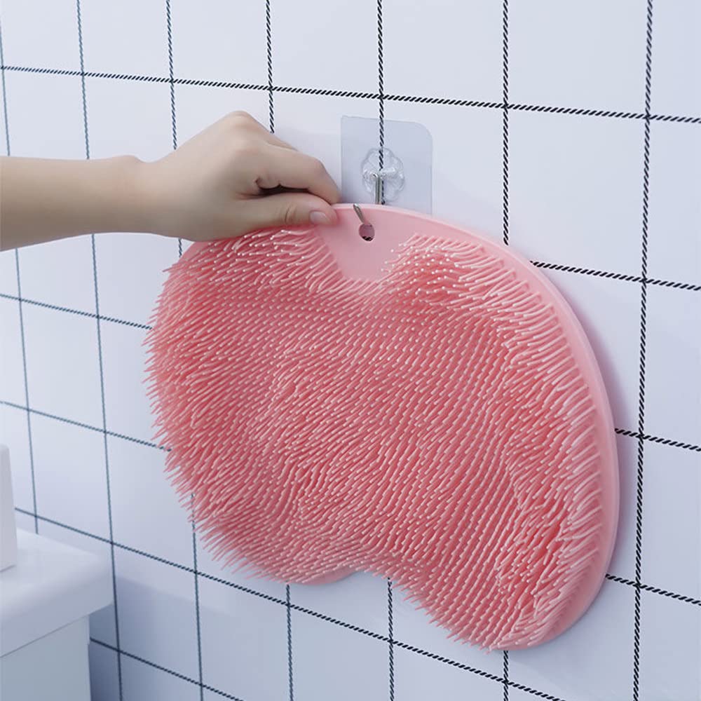 Silicone Shower Foot Scrubber Mat, 2025 New Shower Foot Back Scrubber Massage Pad Back Cleaning Pad, Upgrade Shower Foot Scrubber Mat with Non-Slip Suction Cups Back Bath (Blue)