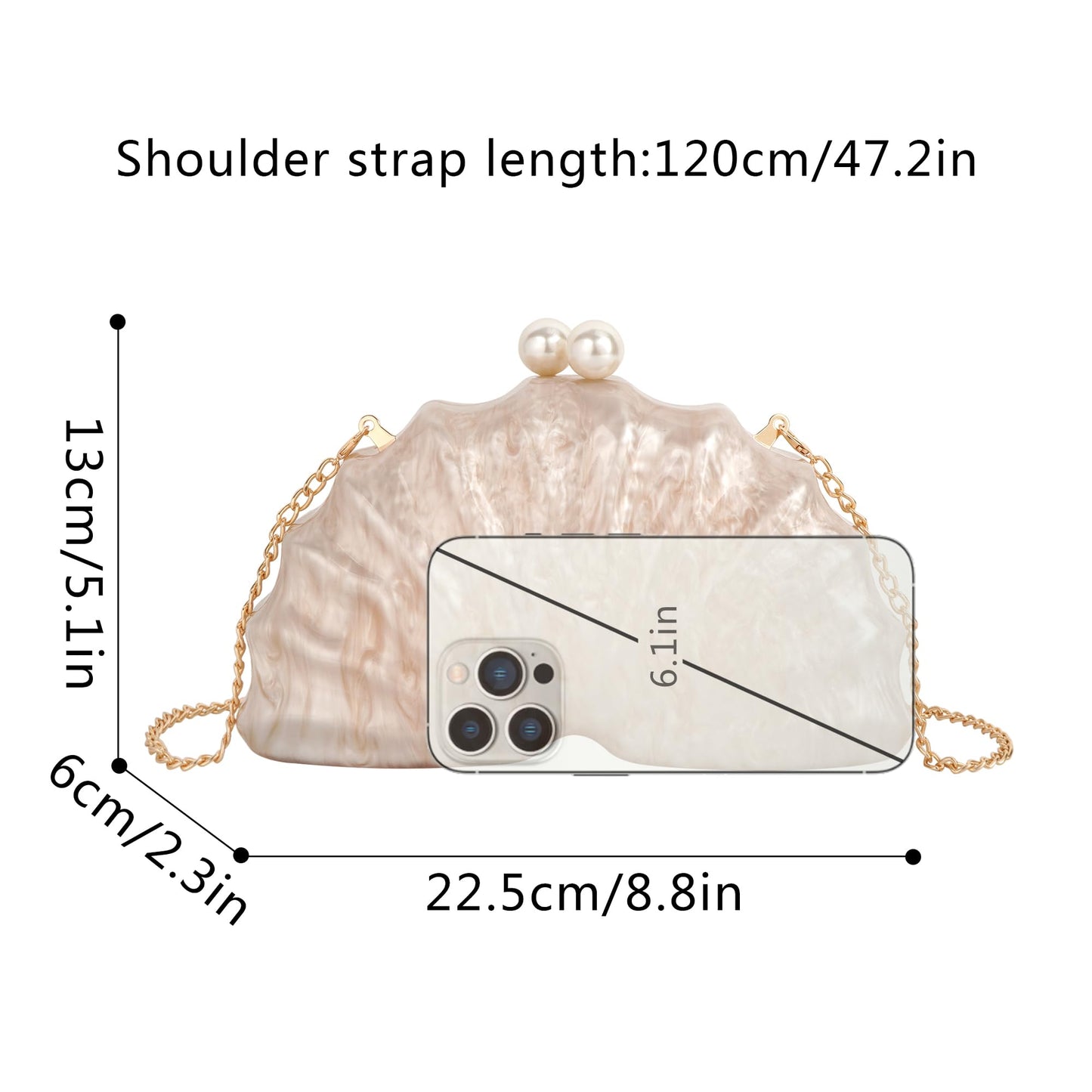 Women Seashell Evening Bag Purse Mermaid Chain Strap Clutch Handbag Shoulder Bag