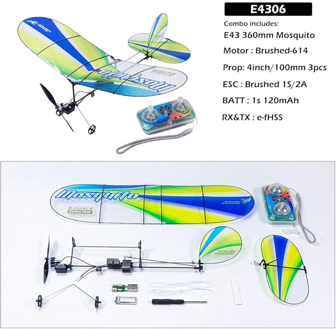 Remote Control 360mm Ultra-Micro Indoor Carbon Fiber Film Airplane Mosquito (E4306)