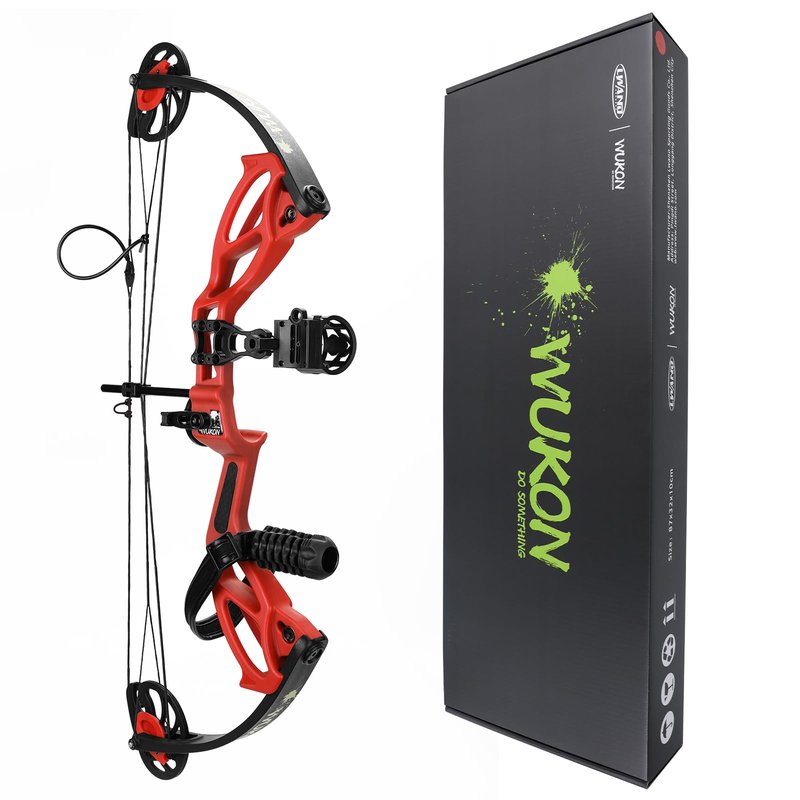 LWANO Compound Bow Set for Youth & Kids,Beginners Bow and Arrow Set,Right Handed,Draw Length 18"-27",10-30Lbs Draw Weight,260fps (Red, Luxury Set, Right Hand)