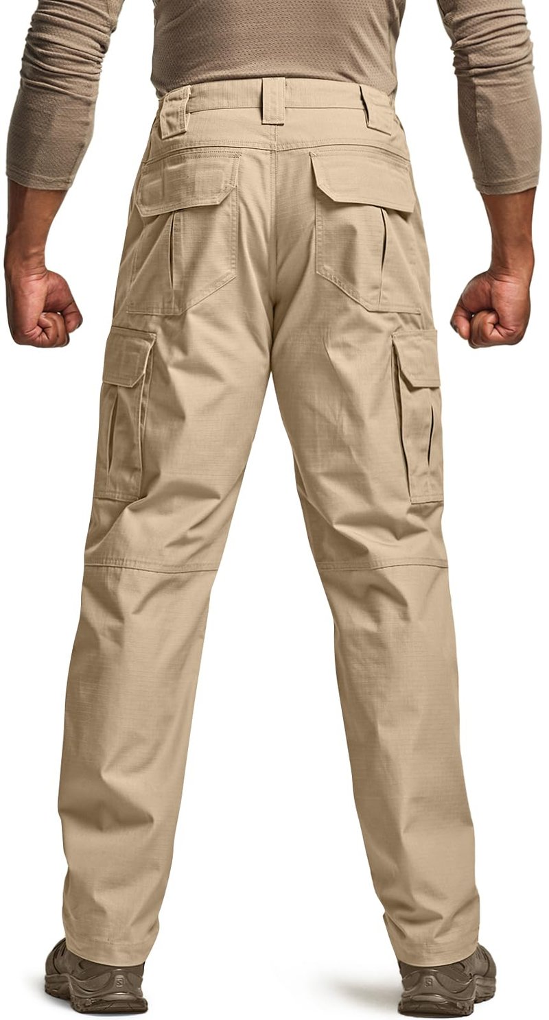 CQR Men's Tactical Pants, Water Resistant Ripstop Cargo Pants, Lightweight EDC Work Hiking Pants, Outdoor Apparel, Raider Khaki, 36W x 36L