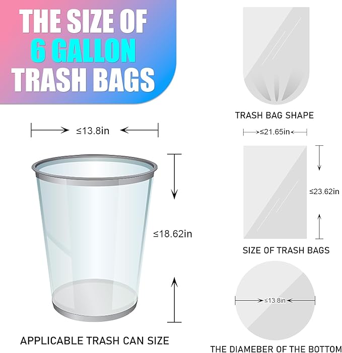6 Gallon Trash Bags Colored 0.94 Mil Thick