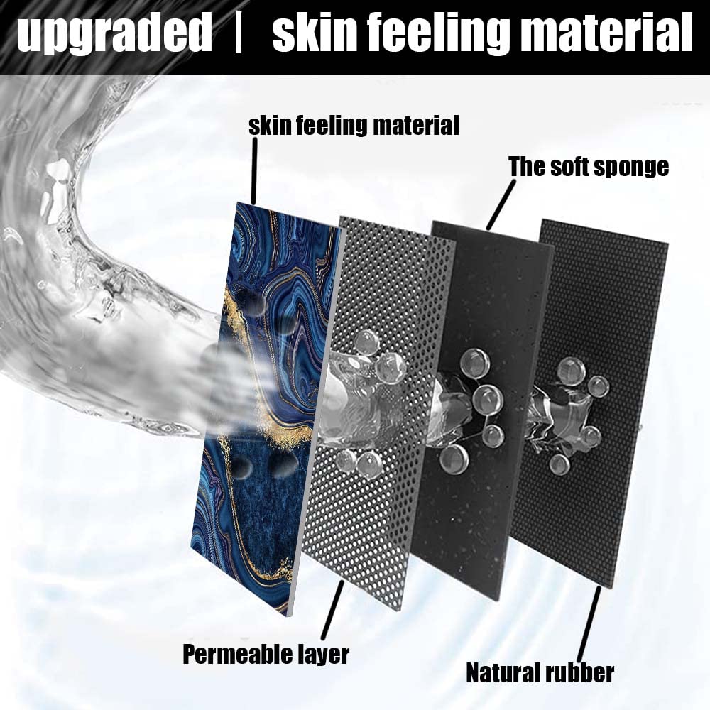 ZHUZHISHAN Bath Mat Rug,Dark Blue Gold Marble Non Slip Quick Dry Super Absorbent Thin Bathroom Rugs Fit Under Door-Easy to Clean Bathroom Floor Mats-Shower Rug for Shower Sink Bathtub(16" x 24"in)