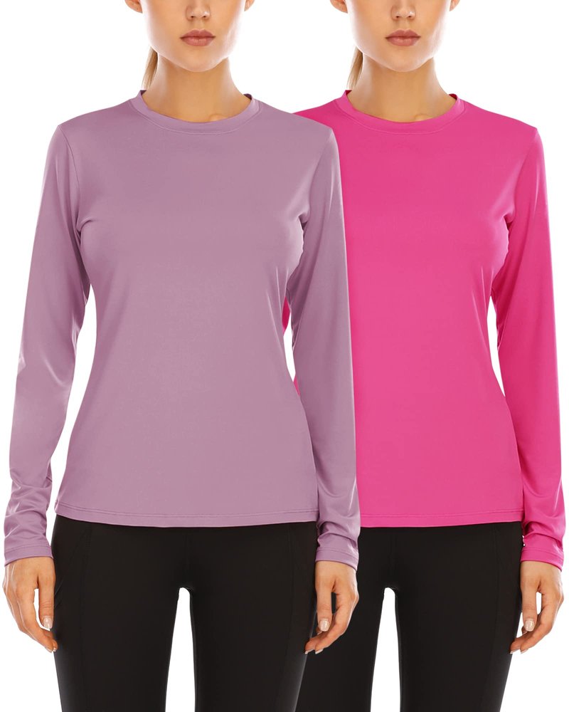 isnowood Women's Sun Protection Long Sleeve Shirts, UPF 50+ UV Rash Guard Swim Clothing, Workout Hiking Running Athletic Tops