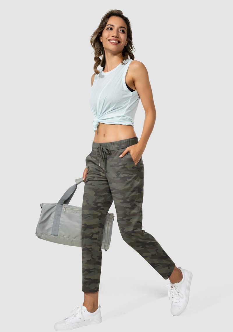 G Gradual Women's Pants with Deep Pockets 7/8 Stretch Sweatpants for Women Athletic, Golf, Lounge, Work (Green Camo, X-Large)