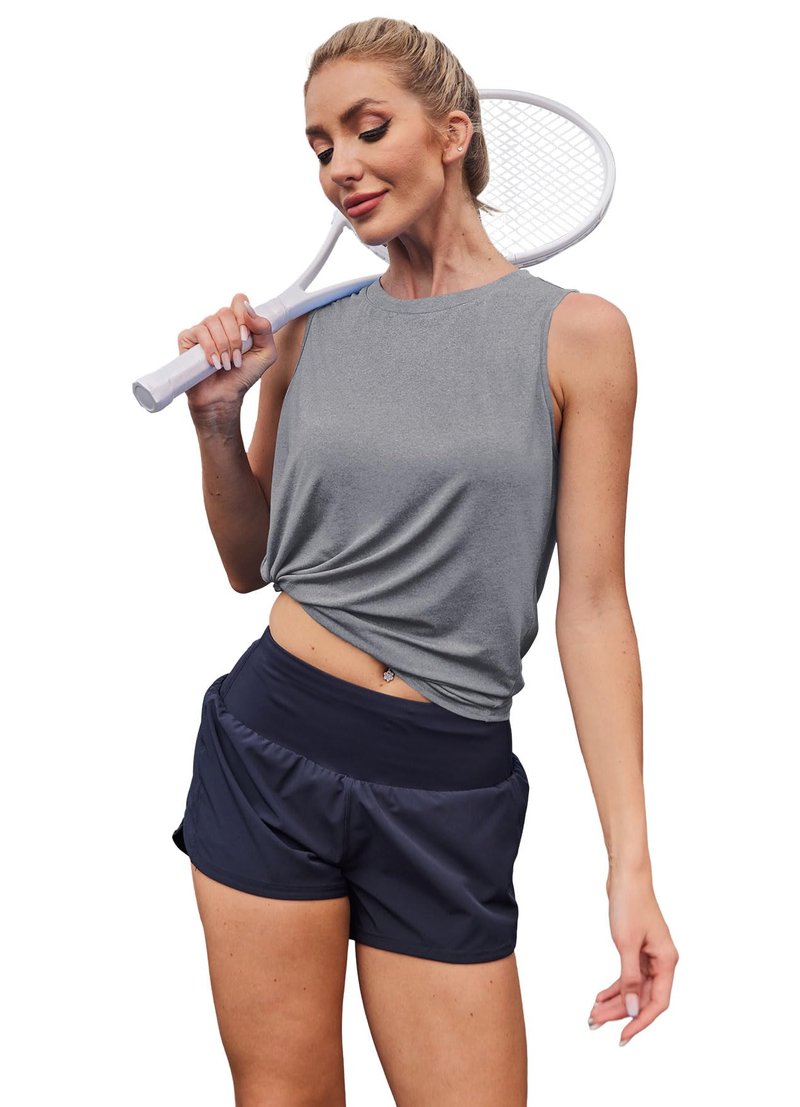 Tank Top for Women Summer Loose Fit Yoga Top Sleeveless Gym Shirt Running Athletic Tank Grey XL