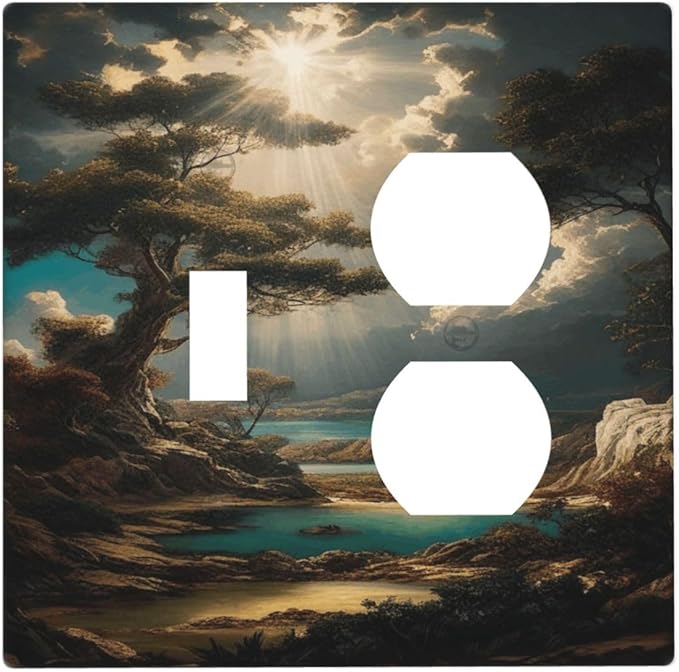 Decorative Art Light Switch Covers Sunburst Over the Wilderness 2 Gang Single Toggle Duplex Combination Electrical Faceplate Switchplate Wall Plate for Home Decor