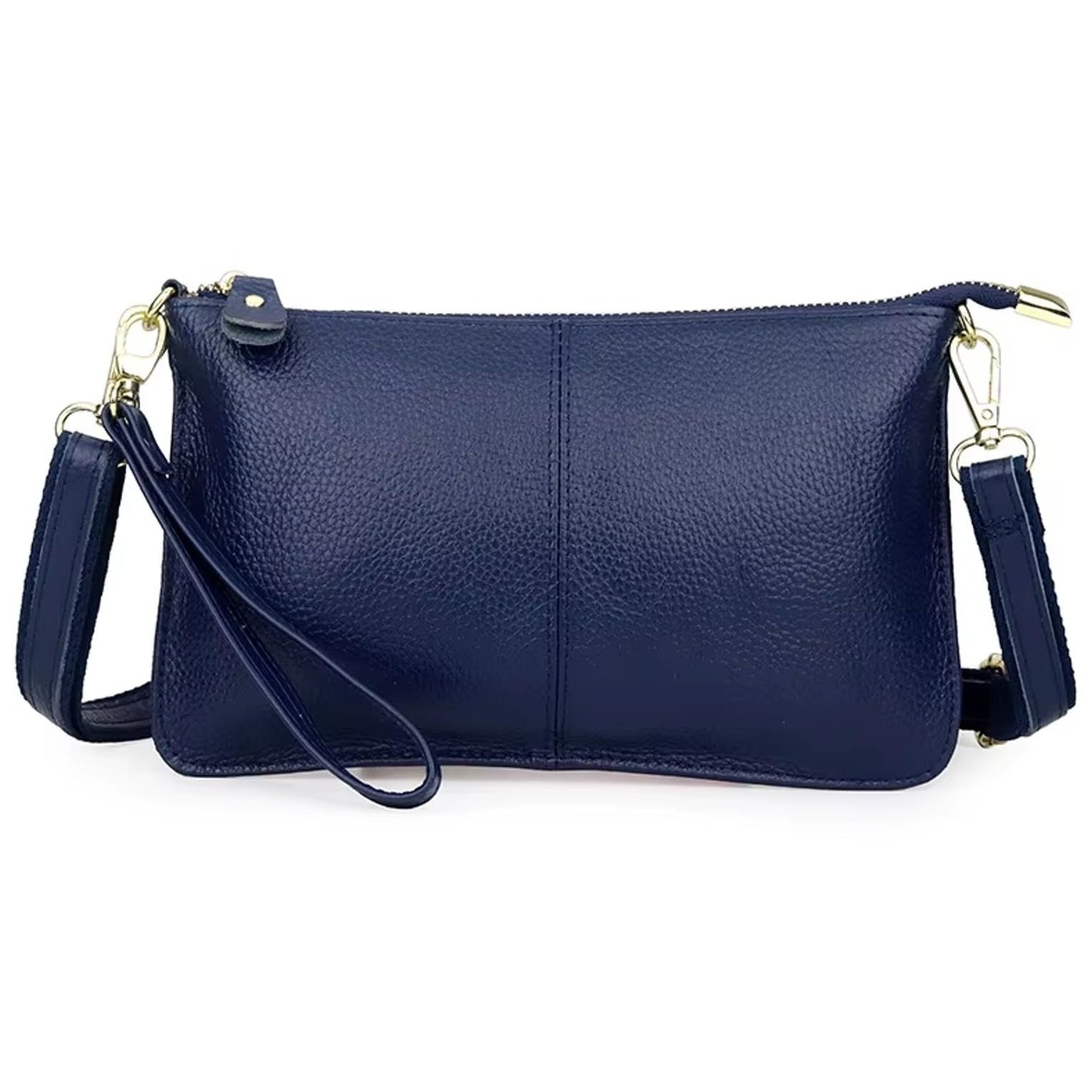 AurexaFashion Genuine Leather Small Crossbody Phone Bag for Women, Slim Wallet Credit Card Holder Wristlet Clutch Purse (Dark Blue)