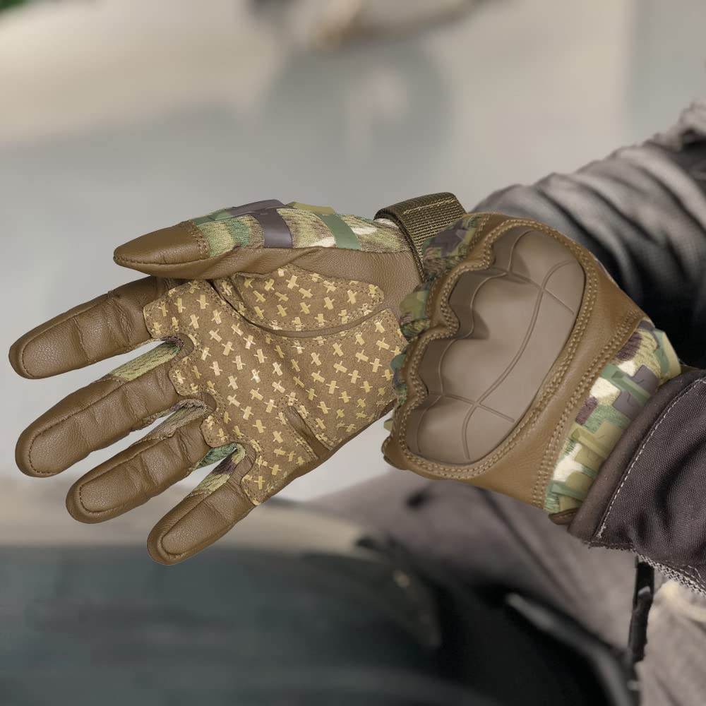 WTACTFUL Touch Screen Motorcycle Tactical Gloves for Men Airsoft Paintball Gear MTB Bike Cycling Cross-Country Motorbike ATV Hunting Hiking Riding Driving Work Outdoor Full Finger Gloves M Camo