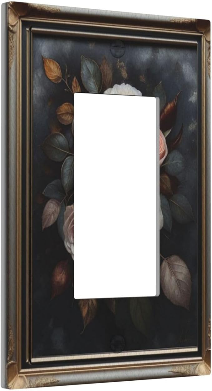 Decorative Art Light Switch Covers Elegant Rose Bouquet Art 1 Gang Rocker Outlet Decorative Switch plate Faceplate GFCI Light Switch Covers for Home Decor