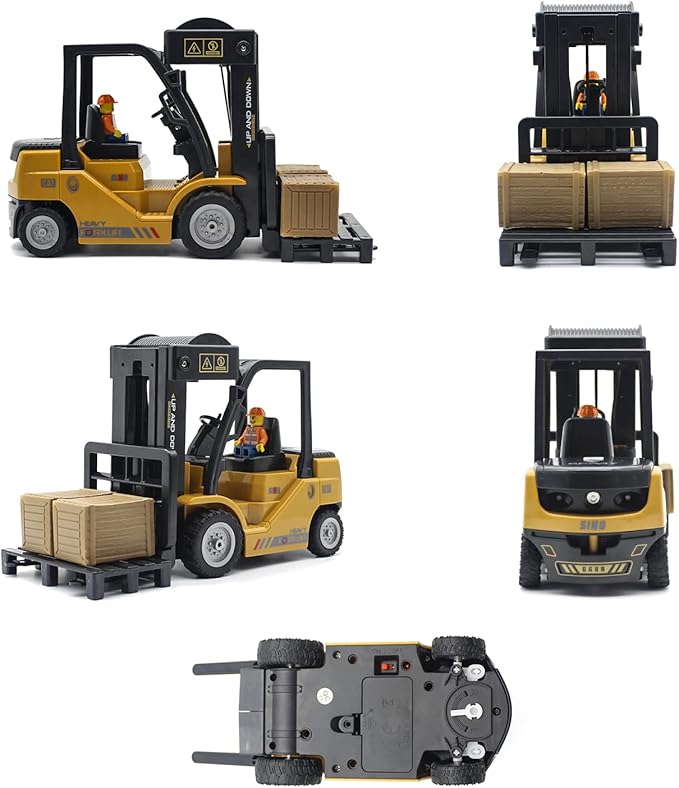 Remote Control Forklift 11 Channel Rc Forklift Cranes Construction Toys w/Boxes/Sound and Light Spray Two Rechargeable Batteries Kids Forklift Toy Christmas &amp Birthday Gifts