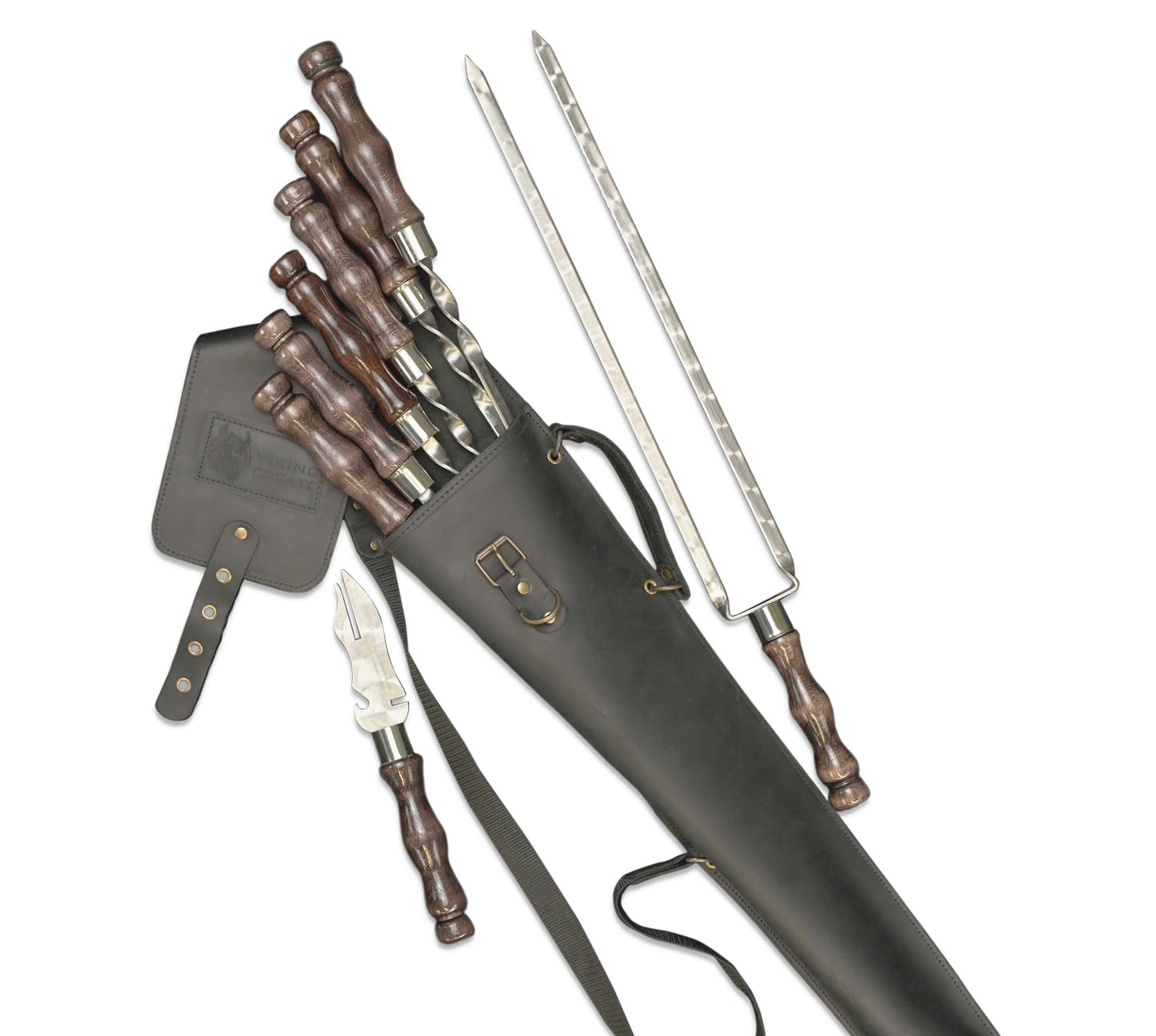 Grilling Supplies - Outdoor Grill Accessories for BBQ - Premium Barbecue Tool Sets Grill Utensils - BBQ Gear - Grill Skewers Set with Case Hunting Quiver