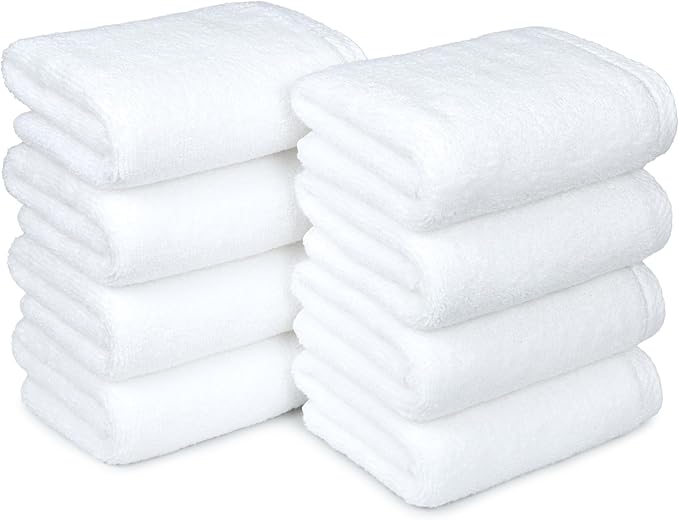 Amazon Basics 8-Pack Soft, Highly Absorbent, Quick-Dry Hand Towels, 100% Cotton
