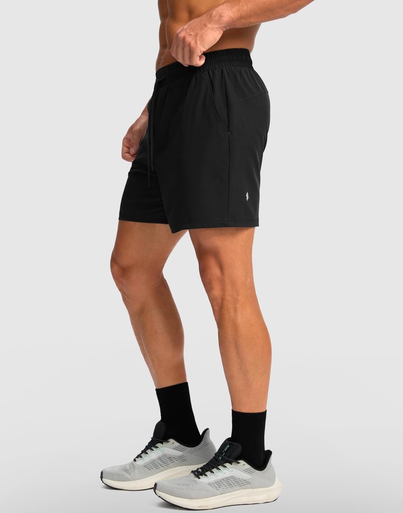 Soothfeel Men's Athletic Running Shorts with Zipper Pocket 5 Inch Quick Dry Tennis Gym Workout Shorts for Men(Black, Medium)