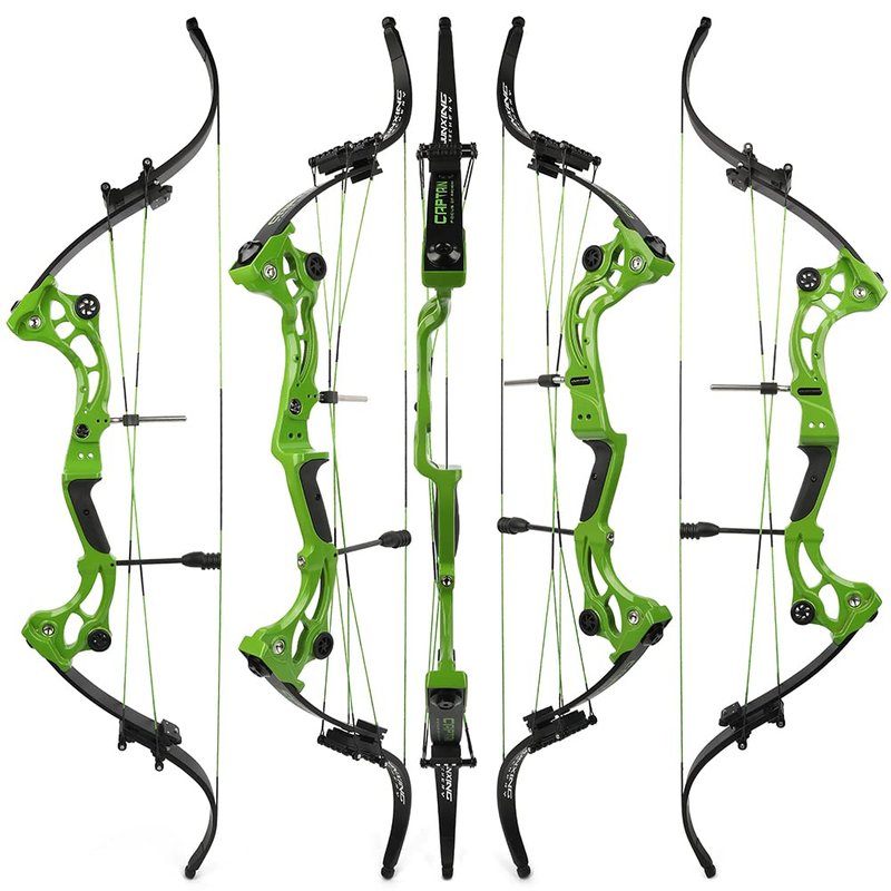 Bowfishing Recurve Bow American Hunting Bows 40-55 Lbs Adjustable Compound Bow Lever Bow IBO 320FPS for Outdoor Hunting Shooting Fishing (Only Green Bow)