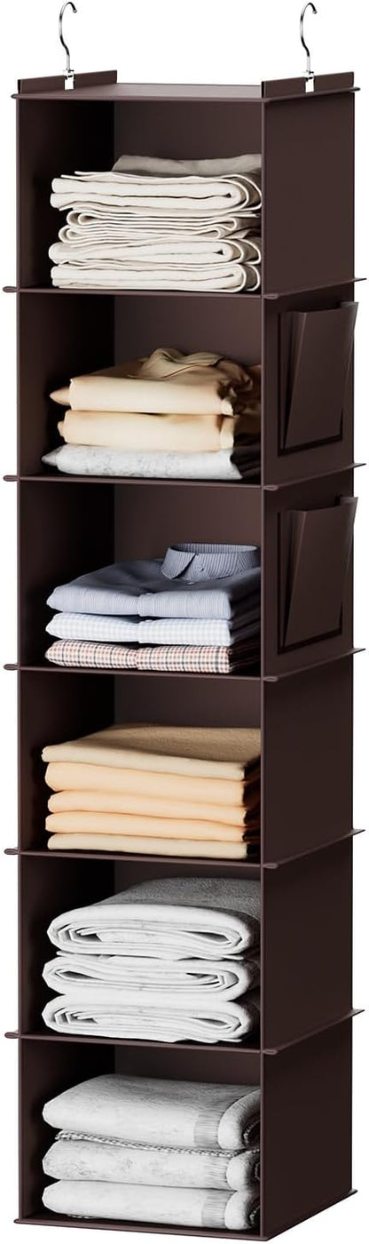 YOUDENOVA Hanging Closet Organizer, 6-Shelf Closet Hanging Storage Shelves