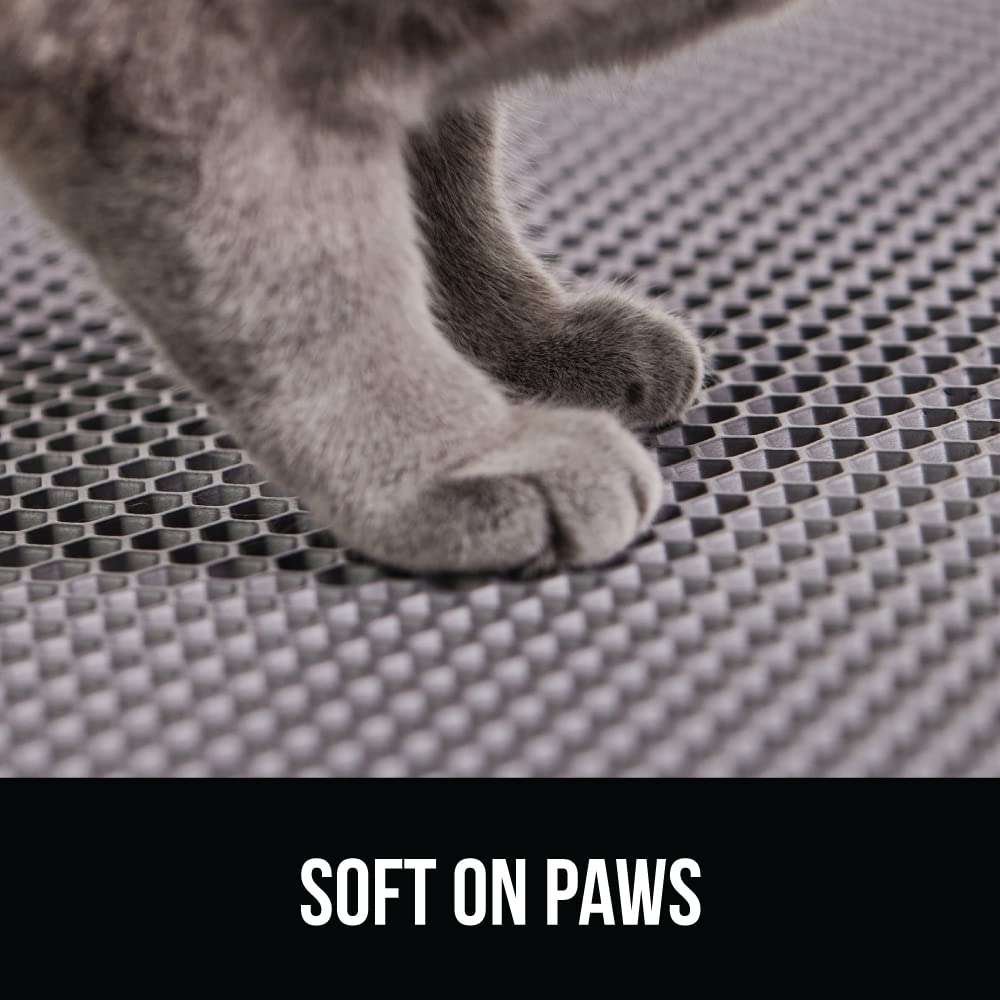 GORILLA GRIP Honeycomb Cat Litter Box Mat, Two Layer Trapping Waste Mats, Soft On Paws, Litter Box Supplies and Essentials for Indoor Cats, Traps Excess, Water Resistant for Floors, 24x15 Gray