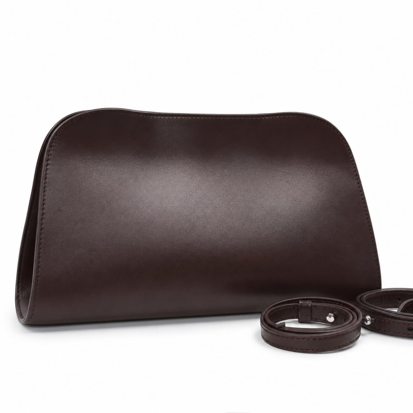 FQELJ Genuine Leather Clutch Purses for Women, Underarm Evening Bag with Detachable Strap, Formal Satchel Handbag (Brown)
