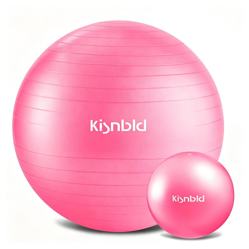 kisnbld Exercise Ball, Extra Thick Yoga Ball for Workout Pregnancy Stability, 4 Sizes Anti-Burst Balance Ball with Foot Pump - Heavy Duty Fitness Ball Chair for Office, Home & Gym