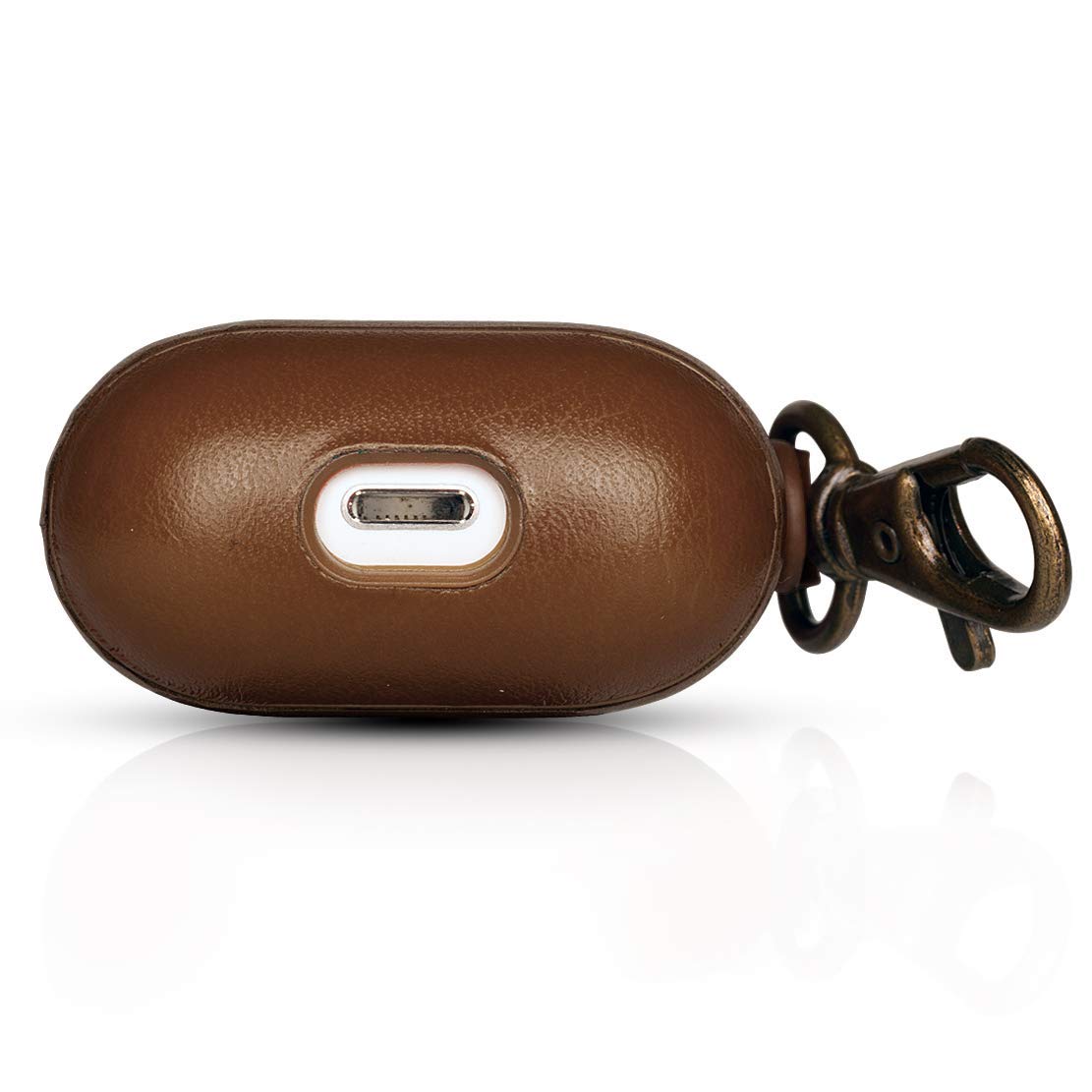 Dreem Om Case Cover with Keychain Clip Compatible with AirPods 1 & 2, Vegan Leather Airpods Case for Men & Women, Luxury Earbuds Accessory for Apple iPhone - Chocolate