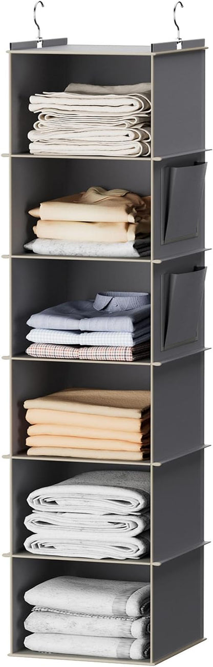 YOUDENOVA Hanging Closet Organizer and Storage, 6-Shelf Closet Hanging Storage