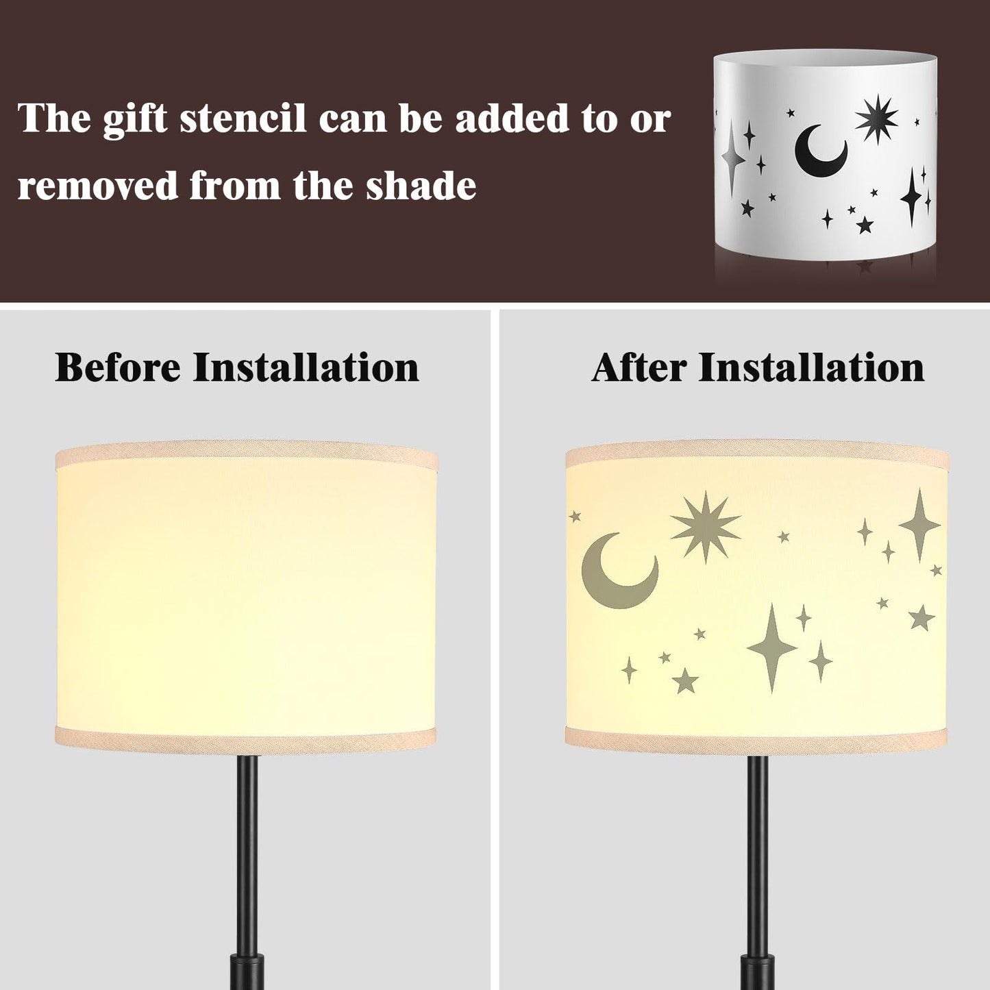 PARTPHONER Floor Lamp for Living Room Bedroom with Lampshade Stencil, 65’’ Modern Tall Lamp Simple Design Standing Lamps for Kids Room Home Office Reading, Bulb Included