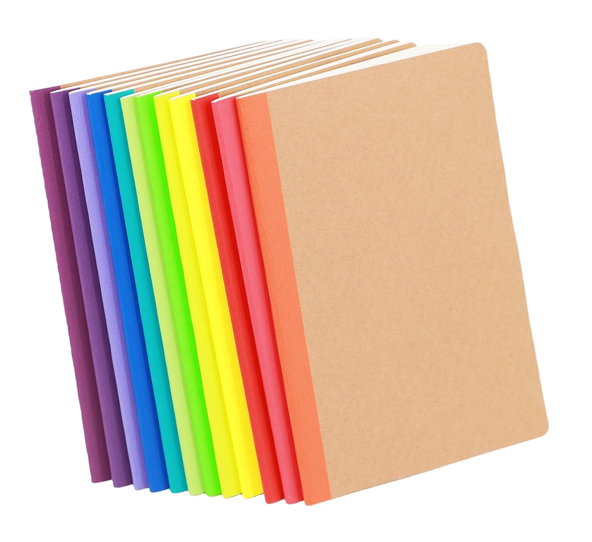 Zegrox 12 Pack A5 Kraft Notebooks, 60 Blank Pages Travel Journal Bulk, Soft Cover Notebooks for Women Girls Students, Making Plans Writing Memos Office School Supplies, 8.3 X 5.5 in