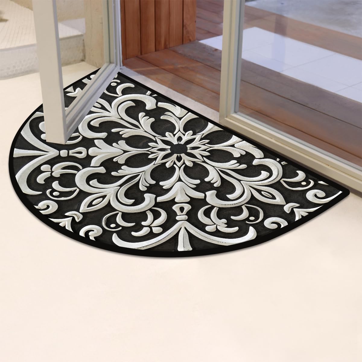 XZXFSYJH Mandala Half Round Door Mat Non Slip Half Circle Rugs