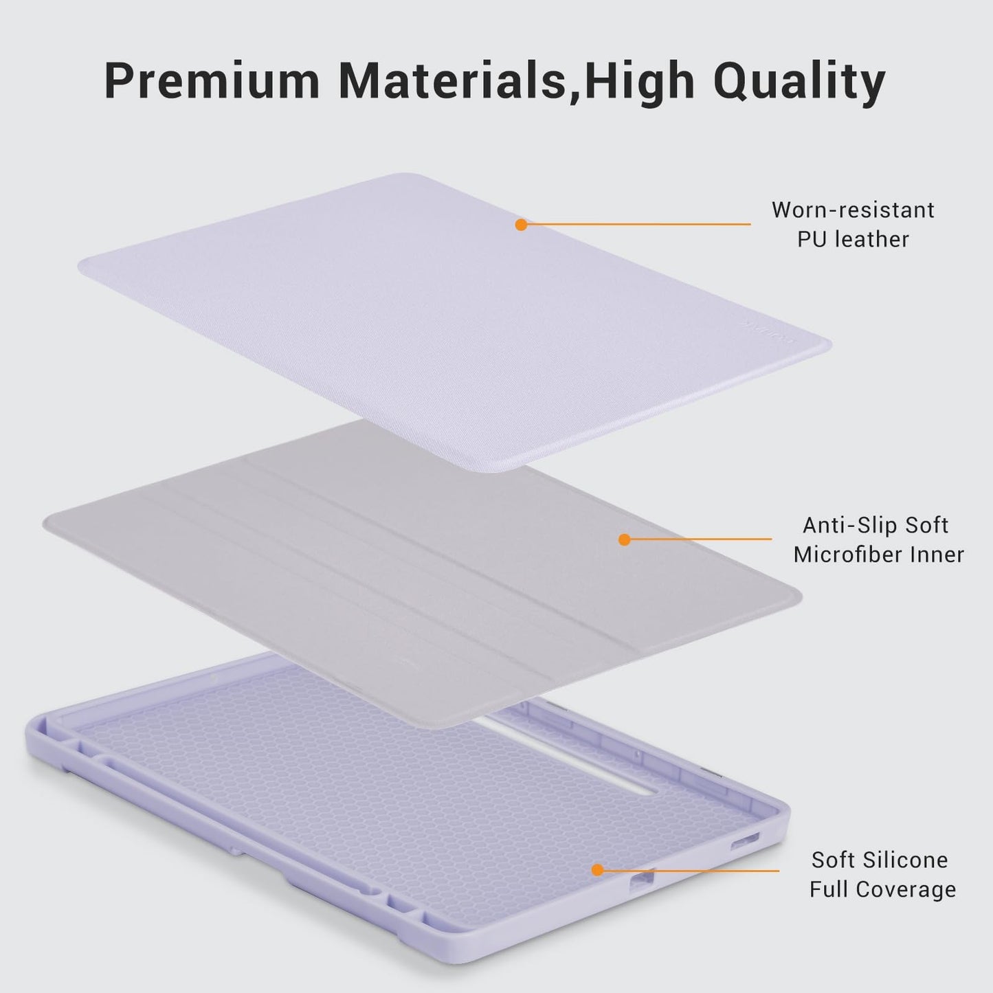 CoBak Case for Samsung Galaxy Tab S10 Lite / S10 FE / S9 FE 10.9 Inch, Protective Smart Auto Wake/Sleep Cover with Anti-Slip Multi-Angle Stand and S Pen Holder, Purple